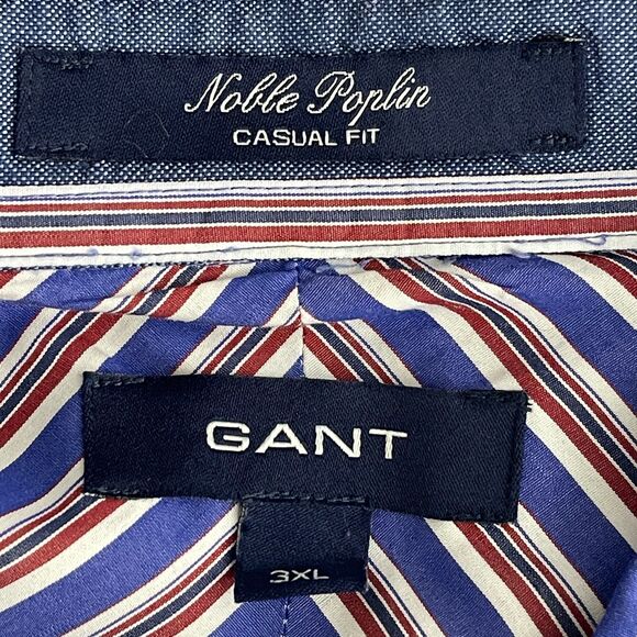 Gant Noble Poplin Casual Fit Striped Button Down Shirt Men's Size 3X - Picture 3 of 10